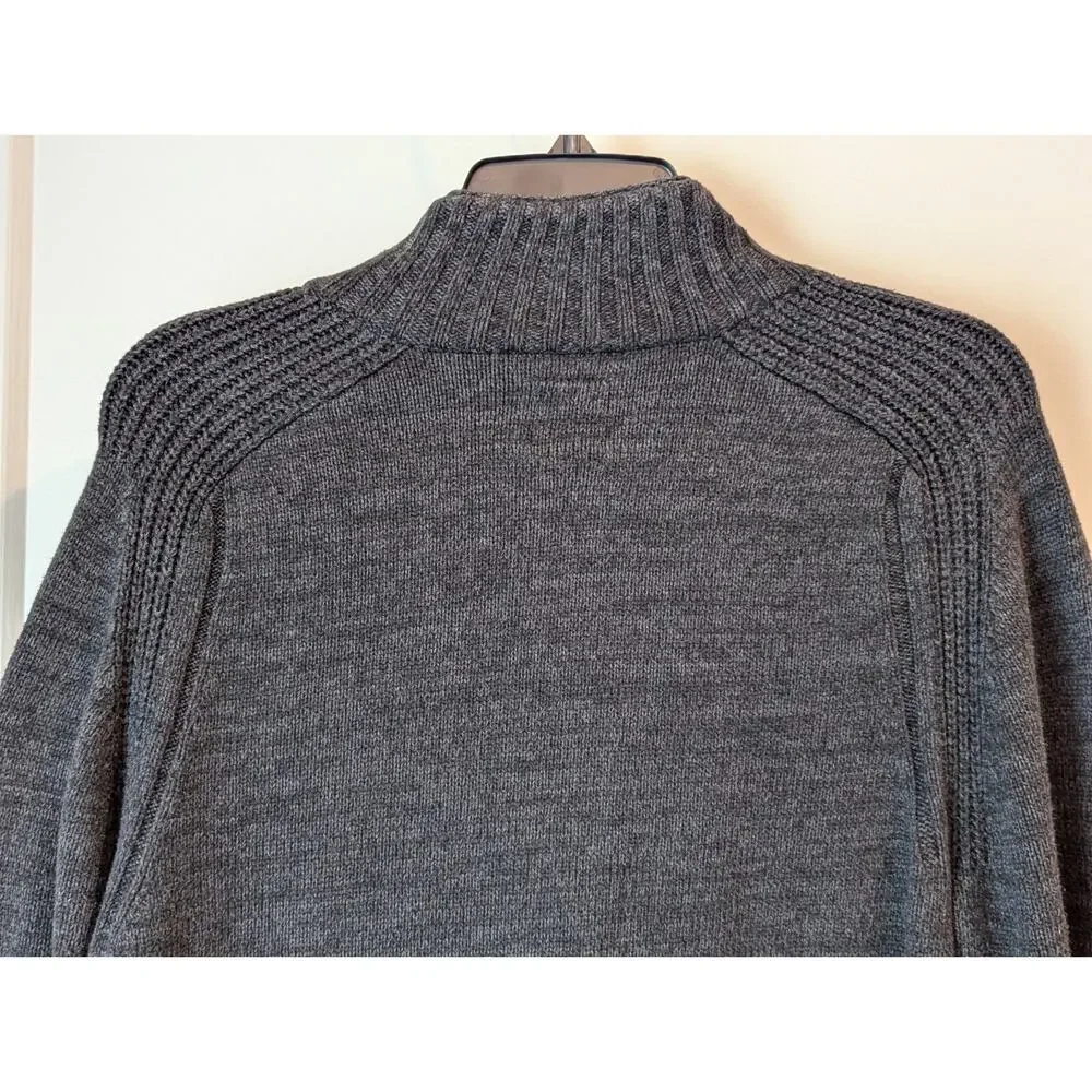Gap Mens Large Sweater Zip Cardigan Charcoal Gray Cotton Blend W/Silk